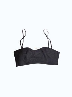 Caara Women’s Black Crop Top Size M Adjustable Strap Minimalist Chic Blouse.